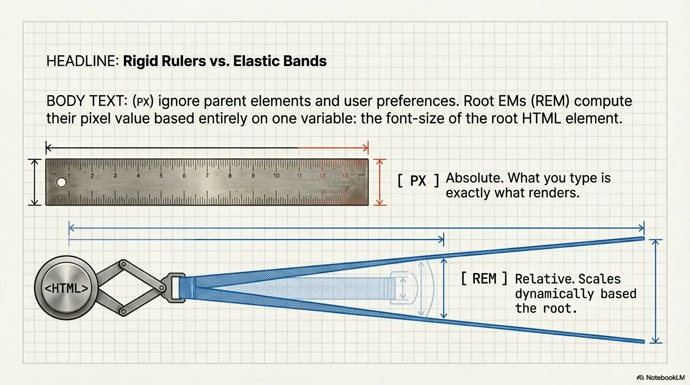 Rigid Rulers (PX) vs Elastic Bands (REM) analogy